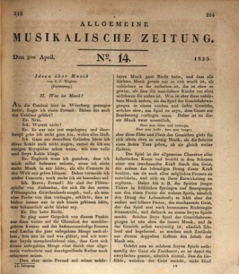 Allgemeine musikalische Zeitung Mittwoch 2. April 1823