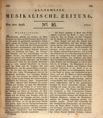 Allgemeine musikalische Zeitung Mittwoch 16. April 1823