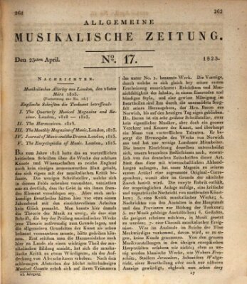 Allgemeine musikalische Zeitung Mittwoch 23. April 1823