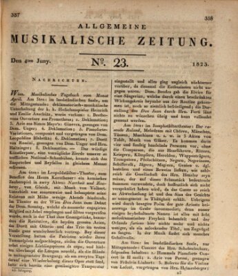 Allgemeine musikalische Zeitung Mittwoch 4. Juni 1823