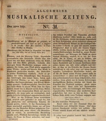 Allgemeine musikalische Zeitung Mittwoch 30. Juli 1823