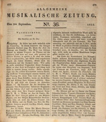 Allgemeine musikalische Zeitung Mittwoch 3. September 1823