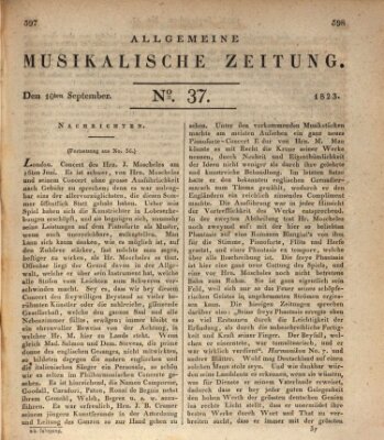 Allgemeine musikalische Zeitung Mittwoch 10. September 1823