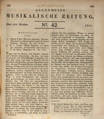 Allgemeine musikalische Zeitung Mittwoch 15. Oktober 1823