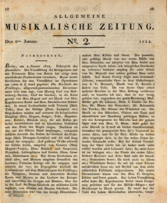 Allgemeine musikalische Zeitung Donnerstag 8. Januar 1824