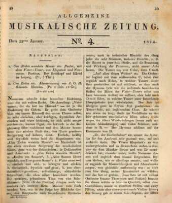 Allgemeine musikalische Zeitung Donnerstag 22. Januar 1824