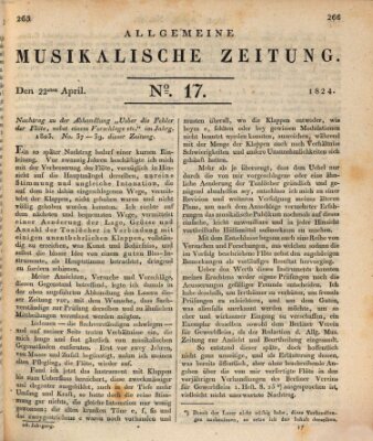 Allgemeine musikalische Zeitung Donnerstag 22. April 1824