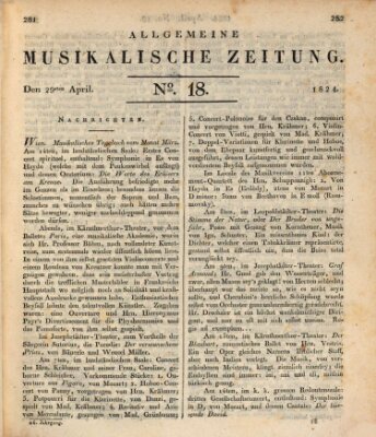 Allgemeine musikalische Zeitung Donnerstag 29. April 1824