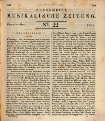 Allgemeine musikalische Zeitung Donnerstag 27. Mai 1824