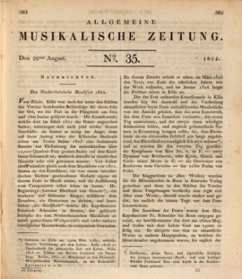 Allgemeine musikalische Zeitung Donnerstag 26. August 1824