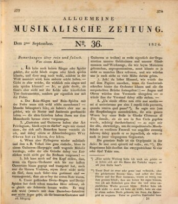 Allgemeine musikalische Zeitung Donnerstag 2. September 1824