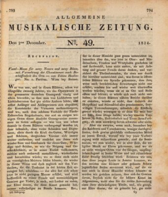 Allgemeine musikalische Zeitung Donnerstag 2. Dezember 1824