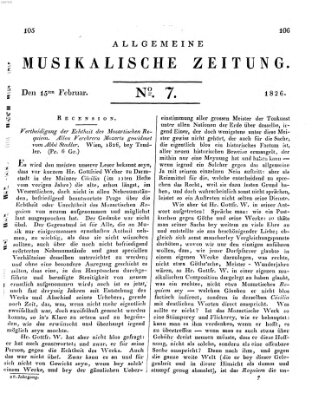 Allgemeine musikalische Zeitung Mittwoch 15. Februar 1826