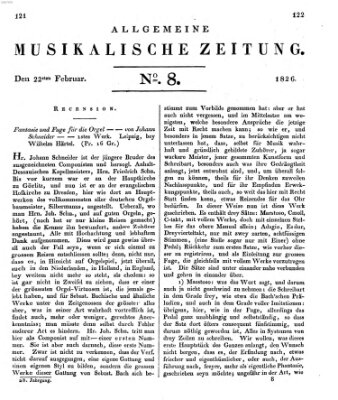 Allgemeine musikalische Zeitung Mittwoch 22. Februar 1826