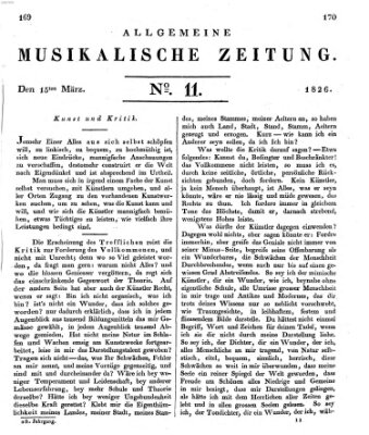 Allgemeine musikalische Zeitung Mittwoch 15. März 1826