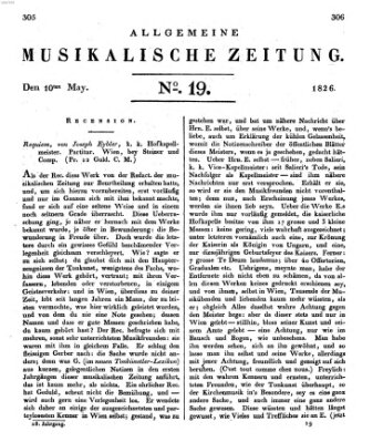 Allgemeine musikalische Zeitung Mittwoch 10. Mai 1826