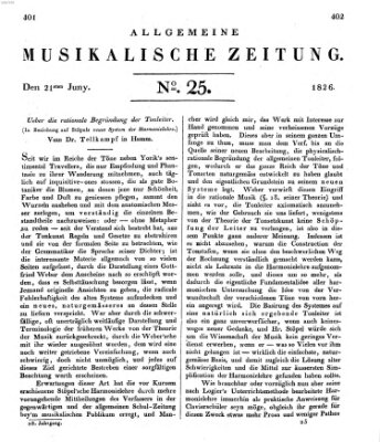 Allgemeine musikalische Zeitung Mittwoch 21. Juni 1826