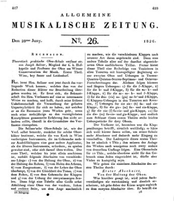 Allgemeine musikalische Zeitung Mittwoch 28. Juni 1826