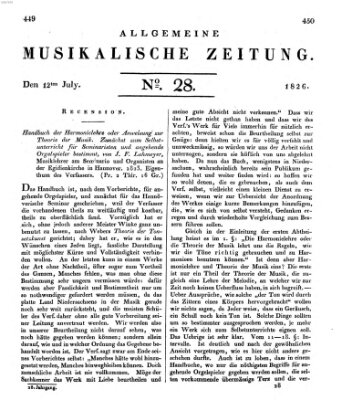 Allgemeine musikalische Zeitung Mittwoch 12. Juli 1826