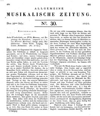 Allgemeine musikalische Zeitung Mittwoch 26. Juli 1826