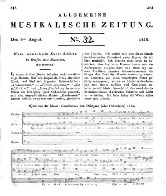 Allgemeine musikalische Zeitung Mittwoch 9. August 1826