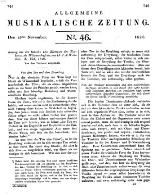 Allgemeine musikalische Zeitung Mittwoch 15. November 1826