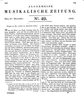 Allgemeine musikalische Zeitung Mittwoch 6. Dezember 1826