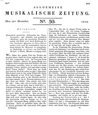 Allgemeine musikalische Zeitung Mittwoch 13. Dezember 1826