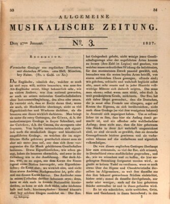 Allgemeine musikalische Zeitung Mittwoch 17. Januar 1827