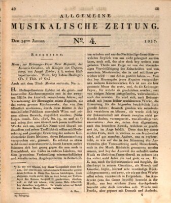 Allgemeine musikalische Zeitung Mittwoch 24. Januar 1827