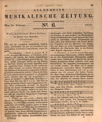 Allgemeine musikalische Zeitung Mittwoch 7. Februar 1827