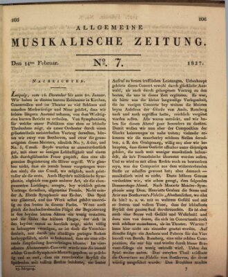 Allgemeine musikalische Zeitung Mittwoch 14. Februar 1827