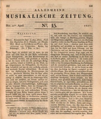 Allgemeine musikalische Zeitung Mittwoch 11. April 1827