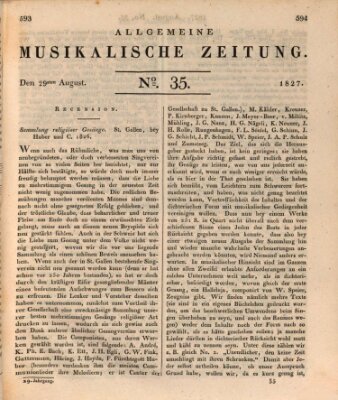 Allgemeine musikalische Zeitung Mittwoch 29. August 1827