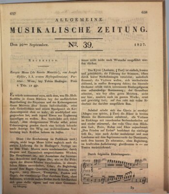 Allgemeine musikalische Zeitung Mittwoch 26. September 1827