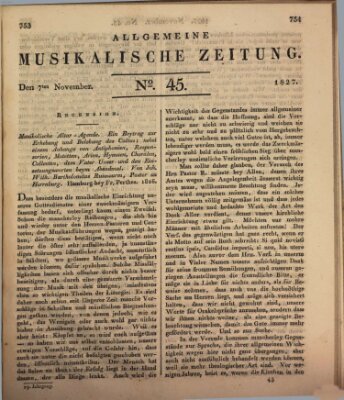 Allgemeine musikalische Zeitung Mittwoch 7. November 1827