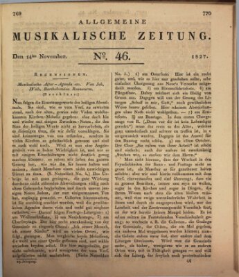 Allgemeine musikalische Zeitung Mittwoch 14. November 1827