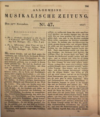 Allgemeine musikalische Zeitung Mittwoch 21. November 1827