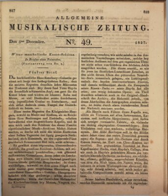 Allgemeine musikalische Zeitung Mittwoch 5. Dezember 1827