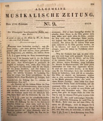 Allgemeine musikalische Zeitung Mittwoch 27. Februar 1828