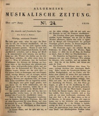 Allgemeine musikalische Zeitung Mittwoch 11. Juni 1828