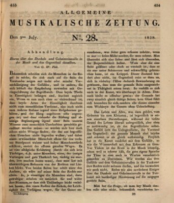 Allgemeine musikalische Zeitung Mittwoch 9. Juli 1828