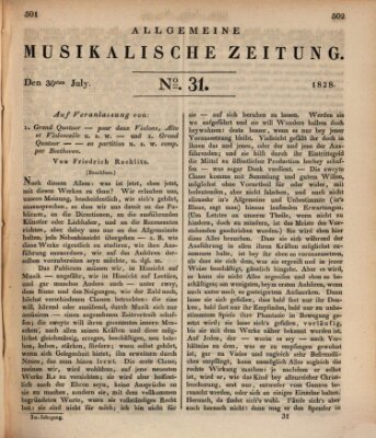 Allgemeine musikalische Zeitung Mittwoch 30. Juli 1828