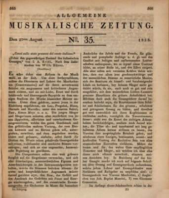 Allgemeine musikalische Zeitung Mittwoch 27. August 1828