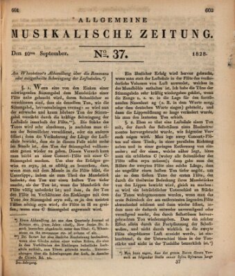 Allgemeine musikalische Zeitung Mittwoch 10. September 1828