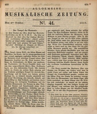 Allgemeine musikalische Zeitung Mittwoch 8. Oktober 1828