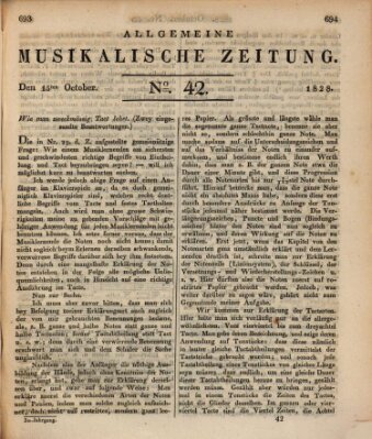 Allgemeine musikalische Zeitung Mittwoch 15. Oktober 1828