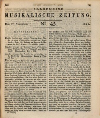 Allgemeine musikalische Zeitung Mittwoch 5. November 1828