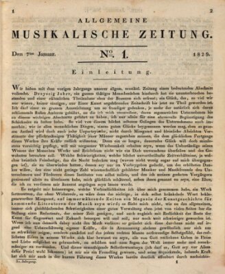 Allgemeine musikalische Zeitung Mittwoch 7. Januar 1829