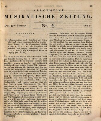 Allgemeine musikalische Zeitung Mittwoch 11. Februar 1829